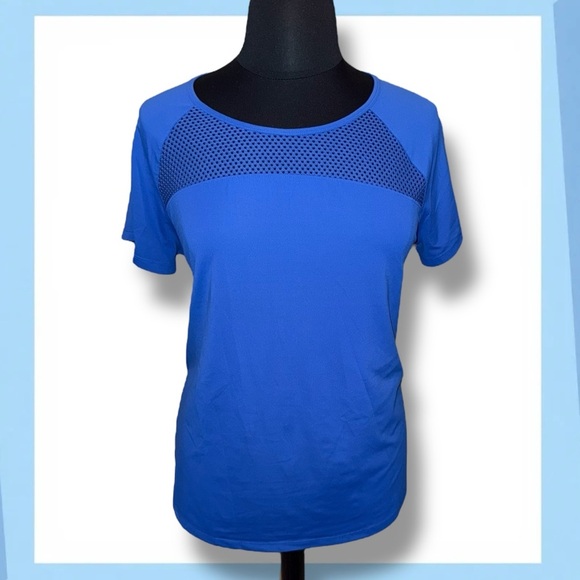 LANE BRYANT LIVI ACTIVE Wicking Mesh Inset Active Tee - 18/20 Blue Marine - Picture 2 of 12